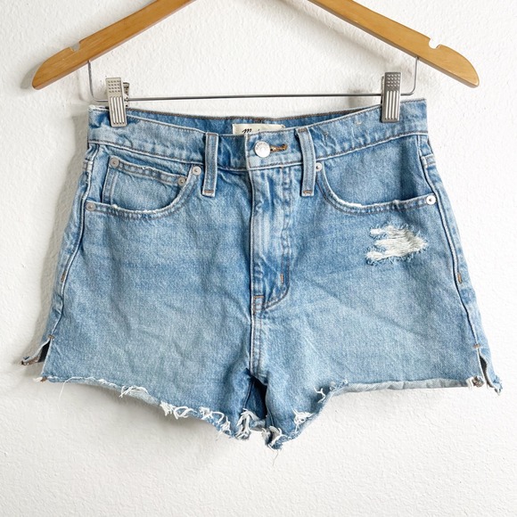 Madewell Pants - Madewell Relaxed Denim Shorts Light Wash Distressed High‎ Rise Size 24 Cotton